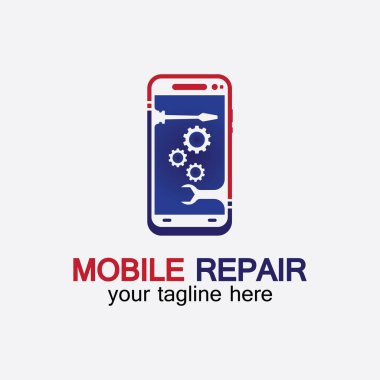 Cep Telefonu Tamiri Logosu. Telefon servis logosu, Rhone Tamiri, basit, konsept, logo şablonu - Vektör