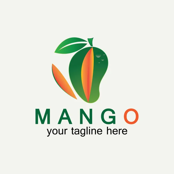 Mango Fruit Logo Vector Illustratie Ontwerp Template Mango Platte Stijl — Stockvector