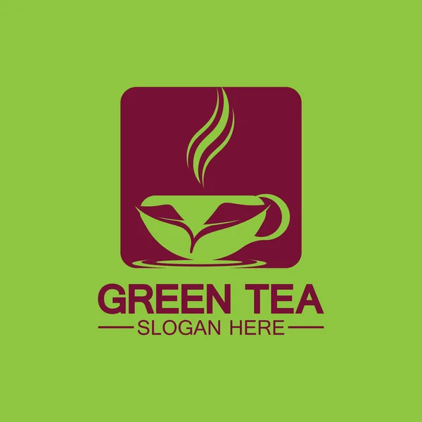 Thé Tasse Logo Vecteur Design Green Thé Vecteur Logo Modèle — Image vectorielle
