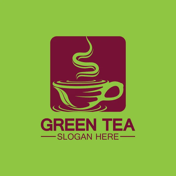 Thé Tasse Logo Vecteur Design Green Thé Vecteur Logo Modèle — Image vectorielle