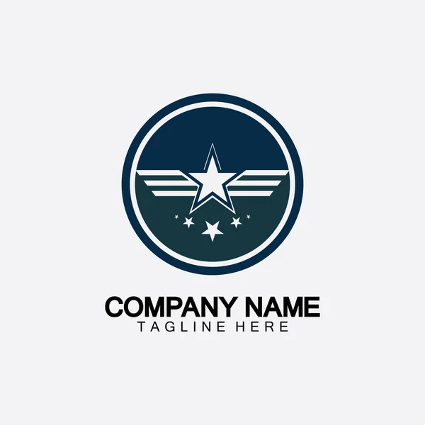 Gwiazda Logo Skrzydła Wektor Ilustracji Wzór Projektu — Wektor stockowy