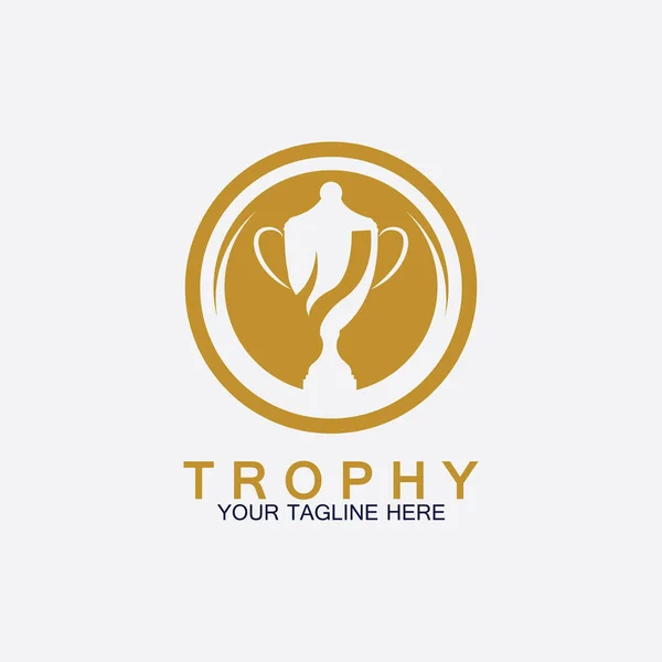 Trophy Vektor Logo Icon Champions Trophäe Logo Symbol Für Winner — Stockvektor