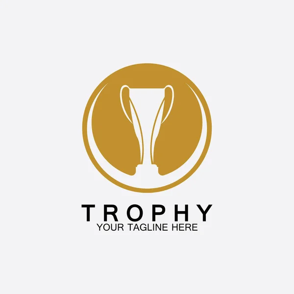 Trophy Vektor Logo Icon Champions Trophäe Logo Symbol Für Winner — Stockvektor