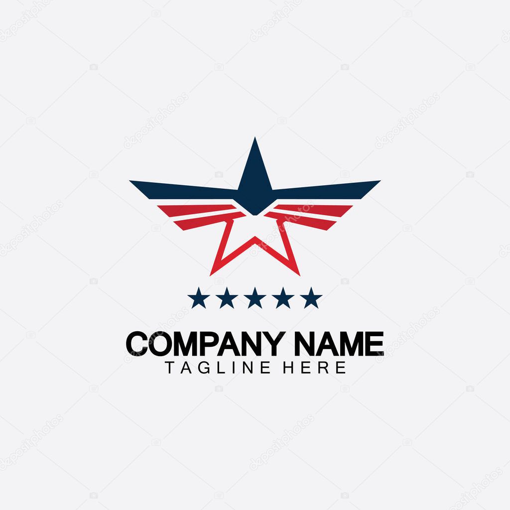 Star with wing logo icon vector illustration design template 