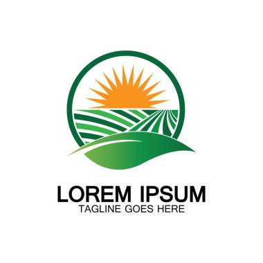 Organik tarım logosu çizimi, doğal ürün ikonu. Çiftlik logosu şablonu. Soyut Organik Tarım Logosu Şablonu. Vektör illüstrasyonu