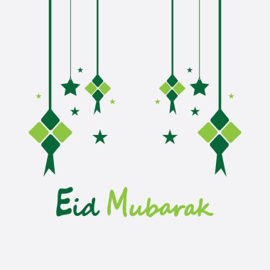 Bayram bayramı arkaplanı ketupat, hilal ve yıldızlarla bayram veya bayram ul adha - Vektör illüstrasyonuName