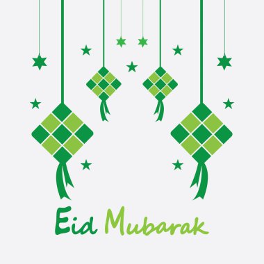 Bayram bayramı arkaplanı ketupat, hilal ve yıldızlarla bayram veya bayram ul adha - Vektör illüstrasyonuName