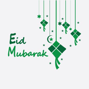 Bayram bayramı arkaplanı ketupat, hilal ve yıldızlarla bayram veya bayram ul adha - Vektör illüstrasyonuName