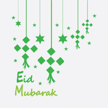 Bayram bayramı arkaplanı ketupat, hilal ve yıldızlarla bayram veya bayram ul adha - Vektör illüstrasyonuName