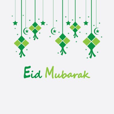 Bayram bayramı arkaplanı ketupat, hilal ve yıldızlarla bayram veya bayram ul adha - Vektör illüstrasyonuName