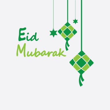 Bayram bayramı arkaplanı ketupat, hilal ve yıldızlarla bayram veya bayram ul adha - Vektör illüstrasyonuName