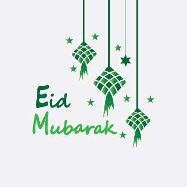 Bayram bayramı arkaplanı ketupat, hilal ve yıldızlarla bayram veya bayram ul adha - Vektör illüstrasyonuName