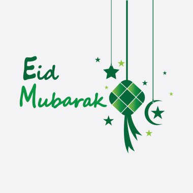 Bayram bayramı arkaplanı ketupat, hilal ve yıldızlarla bayram veya bayram ul adha - Vektör illüstrasyonuName