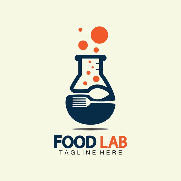 食品实验室标识矢量图标图解设计模板 带勺子和叉子的实验室试管 — 图库矢量图片