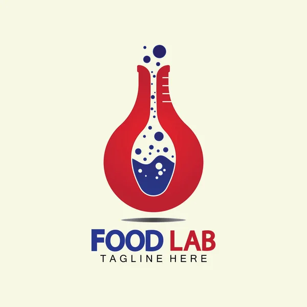 Food Labロゴベクトルアイコンイラストデザインテンプレート 実験室のロゴスプーンとフォークで実験室の試験管 — ストックベクタ