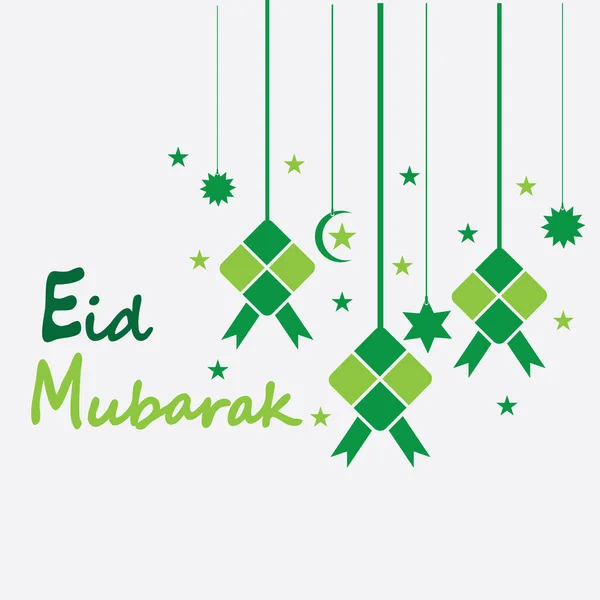 Eid Mubarak Pozadí Ketupat Půlměsíc Hvězdy Pro Oslavu Eid Fitr — Stockový vektor