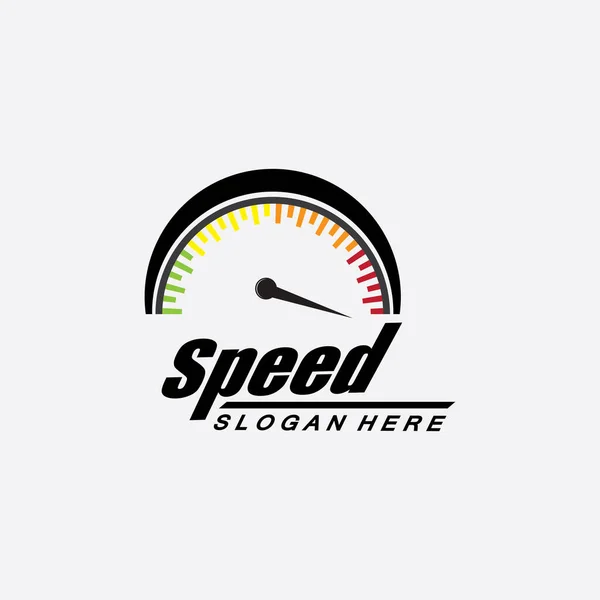 Velocità Logo Design Silhouette Tachimetro Simbolo Icona Vettoriale Velocità Auto — Vettoriale Stock