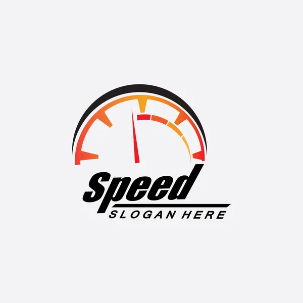 Speed Logo Design Silhouette Speedometer Symbol Icon Vector Speed Auto — Stock Vector