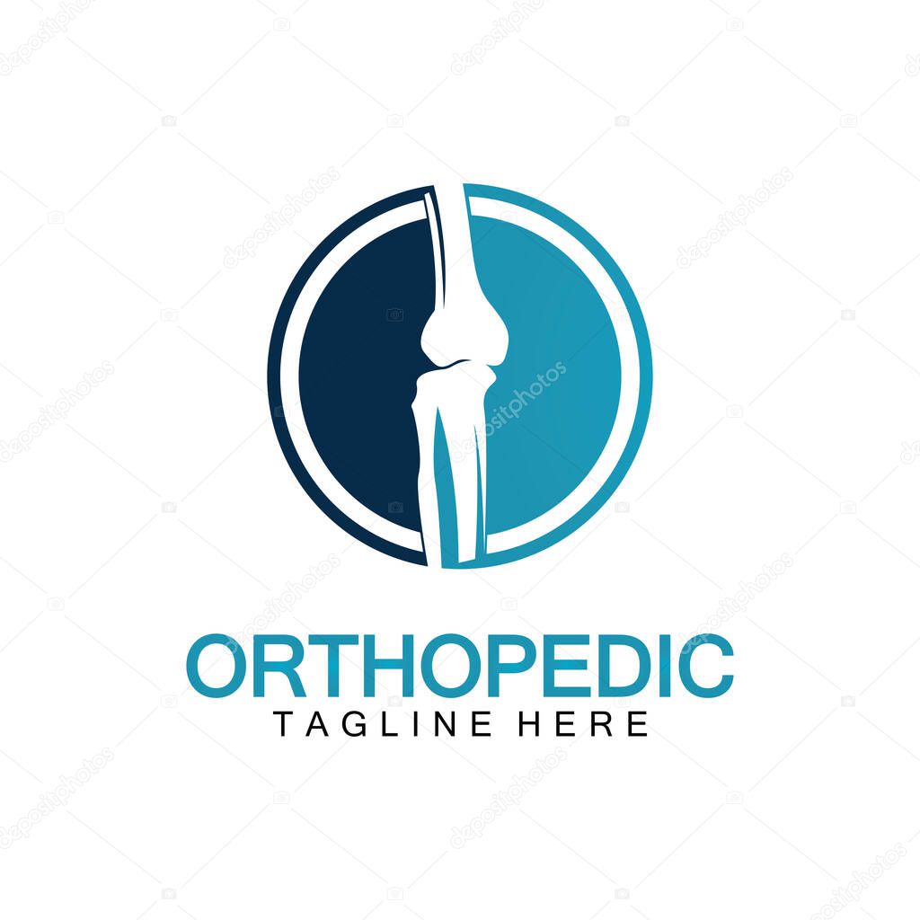Orthopedic Health Bone Logo vector illustration Design template,Knee Bone Logo designs concept, Health Bone logo symbol icon