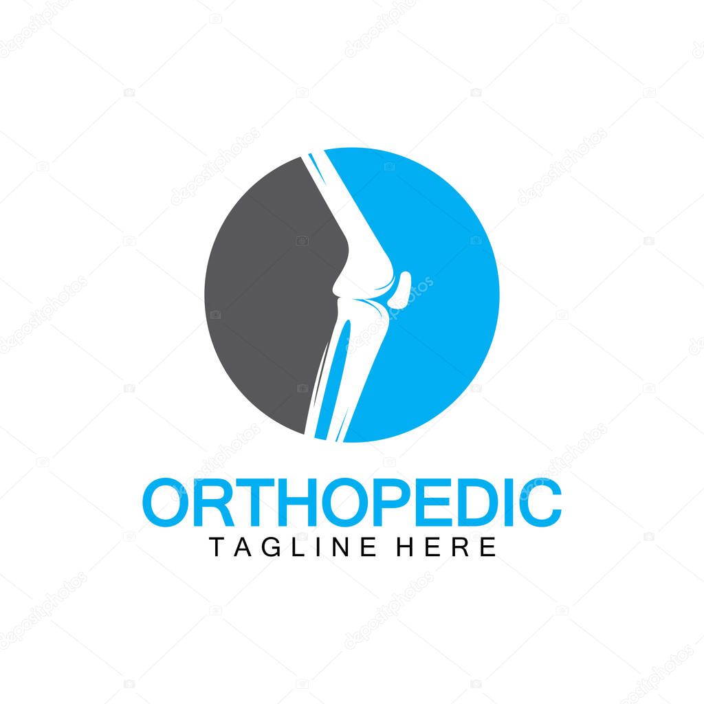 Orthopedic Health Bone Logo vector illustration Design template,Knee Bone Logo designs concept, Health Bone logo symbol icon
