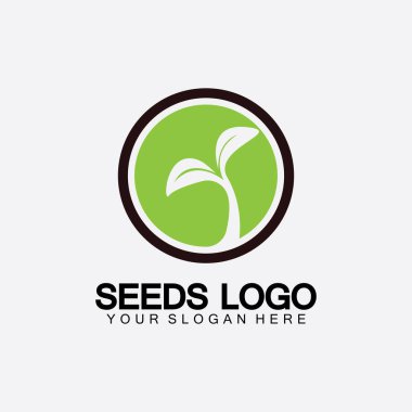 Bitki Tohumları Logosu Konsept Şablon Vektörü. Tohum yetiştirme logosu. Tohum yetiştirme Vektörü logo çizim şablonu