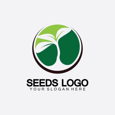 Bitki Tohumları Logosu Konsept Şablon Vektörü. Tohum yetiştirme logosu. Tohum yetiştirme Vektörü logo çizim şablonu