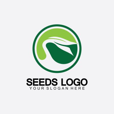 Bitki Tohumları Logosu Konsept Şablon Vektörü. Tohum yetiştirme logosu. Tohum yetiştirme Vektörü logo çizim şablonu