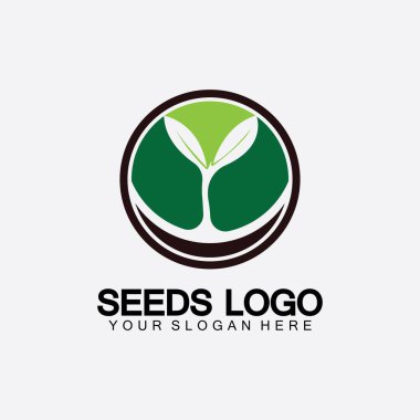 Bitki Tohumları Logosu Konsept Şablon Vektörü. Tohum yetiştirme logosu. Tohum yetiştirme Vektörü logo çizim şablonu