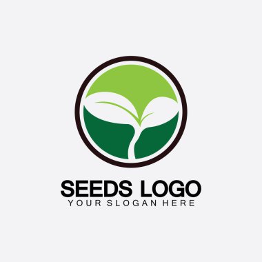 Bitki Tohumları Logosu Konsept Şablon Vektörü. Tohum yetiştirme logosu. Tohum yetiştirme Vektörü logo çizim şablonu