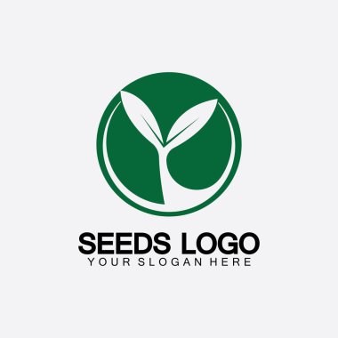 Bitki Tohumları Logosu Konsept Şablon Vektörü. Tohum yetiştirme logosu. Tohum yetiştirme Vektörü logo çizim şablonu