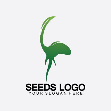 Bitki Tohumları Logosu Konsept Şablon Vektörü. Tohum yetiştirme logosu. Tohum yetiştirme Vektörü logo çizim şablonu