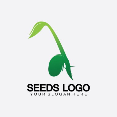 Bitki Tohumları Logosu Konsept Şablon Vektörü. Tohum yetiştirme logosu. Tohum yetiştirme Vektörü logo çizim şablonu