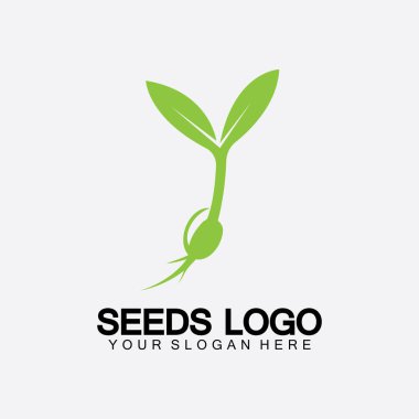 Bitki Tohumları Logosu Konsept Şablon Vektörü. Tohum yetiştirme logosu. Tohum yetiştirme Vektörü logo çizim şablonu