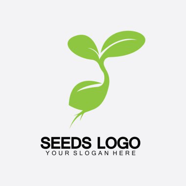 Bitki Tohumları Logosu Konsept Şablon Vektörü. Tohum yetiştirme logosu. Tohum yetiştirme Vektörü logo çizim şablonu