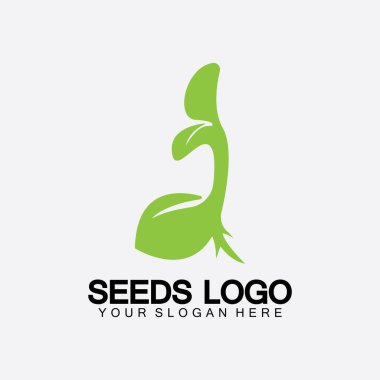 Bitki Tohumları Logosu Konsept Şablon Vektörü. Tohum yetiştirme logosu. Tohum yetiştirme Vektörü logo çizim şablonu