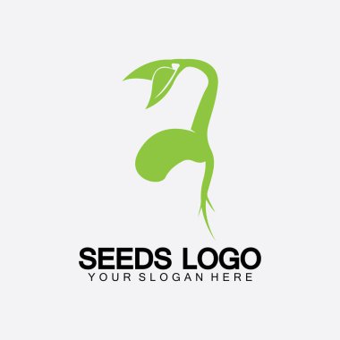 Bitki Tohumları Logosu Konsept Şablon Vektörü. Tohum yetiştirme logosu. Tohum yetiştirme Vektörü logo çizim şablonu