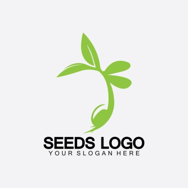 Bitki Tohumları Logosu Konsept Şablon Vektörü. Tohum yetiştirme logosu. Tohum yetiştirme Vektörü logo çizim şablonu