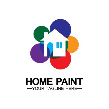 Ev Boyama Vektörü Logosu Tasarımı. Ev Boyama Servisi Boya Tasarımı Şablonu. Boyama Servisi, Dekor ve Onarım Çoklu Renkli Vector logosu.