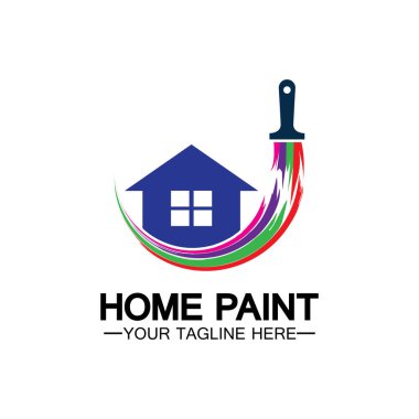 Ev Boyama Vektörü Logosu Tasarımı. Ev Boyama Servisi Boya Tasarımı Şablonu. Boyama Servisi, Dekor ve Onarım Çoklu Renkli Vector logosu.