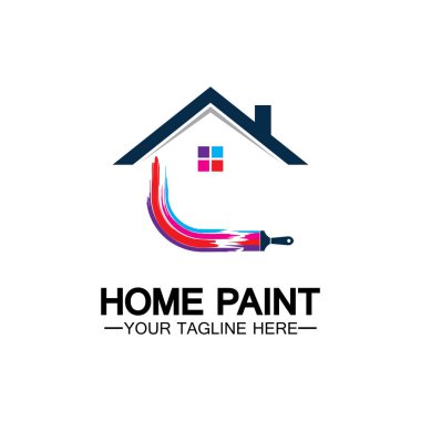 Ev Boyama Vektörü Logosu Tasarımı. Ev Boyama Servisi Boya Tasarımı Şablonu. Boyama Servisi, Dekor ve Onarım Çoklu Renkli Vector logosu.