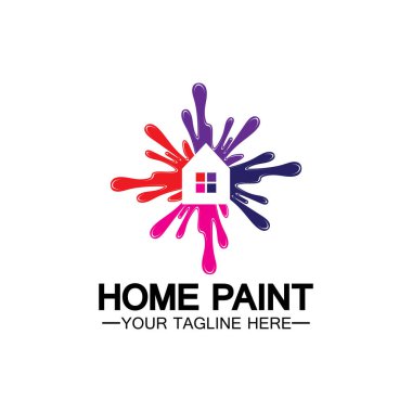 Ev Boyama Vektörü Logosu Tasarımı. Ev Boyama Servisi Boya Tasarımı Şablonu. Boyama Servisi, Dekor ve Onarım Çoklu Renkli Vector logosu.