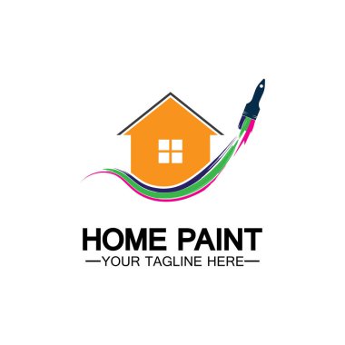 Ev Boyama Vektörü Logosu Tasarımı. Ev Boyama Servisi Boya Tasarımı Şablonu. Boyama Servisi, Dekor ve Onarım Çoklu Renkli Vector logosu.