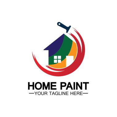 Ev Boyama Vektörü Logosu Tasarımı. Ev Boyama Servisi Boya Tasarımı Şablonu. Boyama Servisi, Dekor ve Onarım Çoklu Renkli Vector logosu.