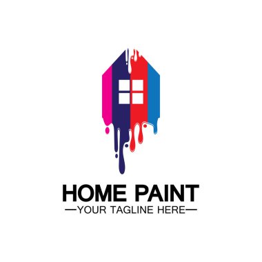 Ev Boyama Vektörü Logosu Tasarımı. Ev Boyama Servisi Boya Tasarımı Şablonu. Boyama Servisi, Dekor ve Onarım Çoklu Renkli Vector logosu.