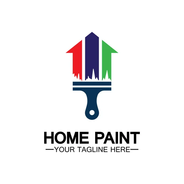 Accueil Peinture Logo Vectoriel Design Home Maison Peinture Service Coloriage — Image vectorielle