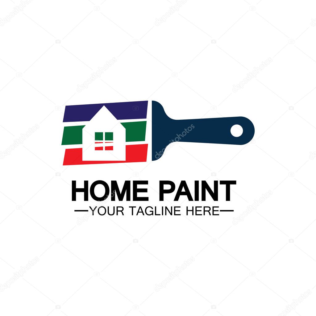 Home Painting Vector Logo Design.Home House Painting Service Coloring Logo Design Template.House painting service, decor and repair multicolor icon Vector logo.