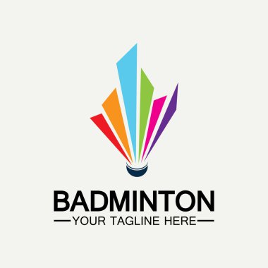 Badminton Logo ikon tasarım şablonu. Badminton Shuttlecock simgesi logosu. Badminton spor logo şablonu vektörü. Spor kulübü logosu kavramı