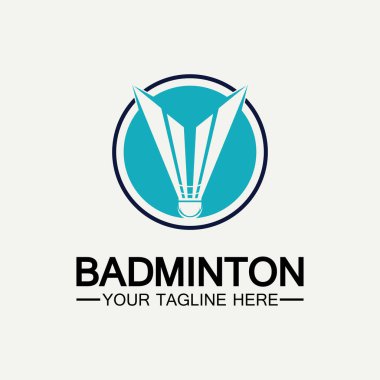 Badminton Logo ikon tasarım şablonu. Badminton Shuttlecock simgesi logosu. Badminton spor logo şablonu vektörü. Spor kulübü logosu kavramı