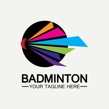 Badminton Logo ikon tasarım şablonu. Badminton Shuttlecock simgesi logosu. Badminton spor logo şablonu vektörü. Spor kulübü logosu kavramı