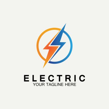 Flash Electric Logo Vector simge tasarım şablonu. Bolt Enerji Simgesi. Elektrik logosu flaş vektör cıvatası